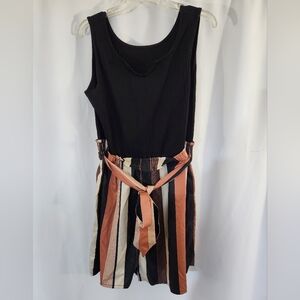 Black Top with Striped Short Romper Size XL #festive #party #preppy # fun